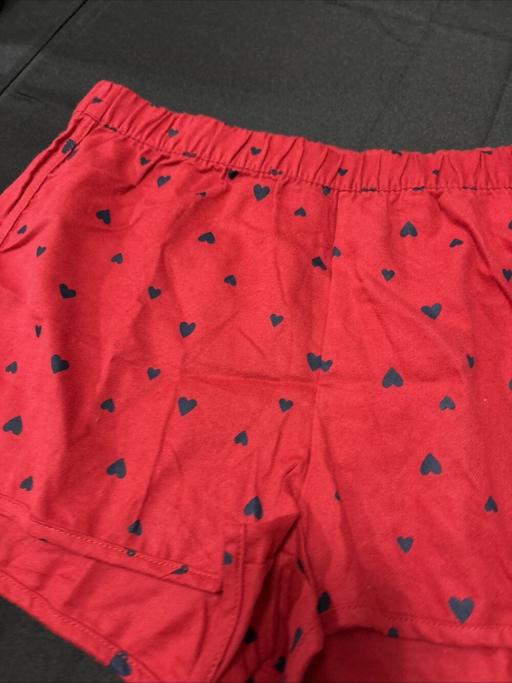 Gap Flannel Red Sleep Shorts With Blue Hearts Size Medium